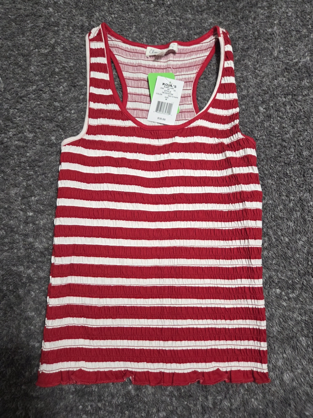 Cloud Chaser Red and White Striped Ribbed Tank